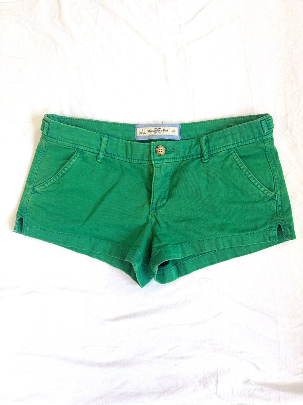 Abercrombie & Fitch Emerald Green Low Rise Cotton Shorts